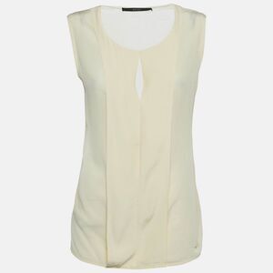 Gucci Cream Crepe And Knit Sleeveless Top M